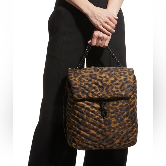 Rebecca Minkoff Edie Leopard Backpack NWT Quilted Chain Bag main image 4